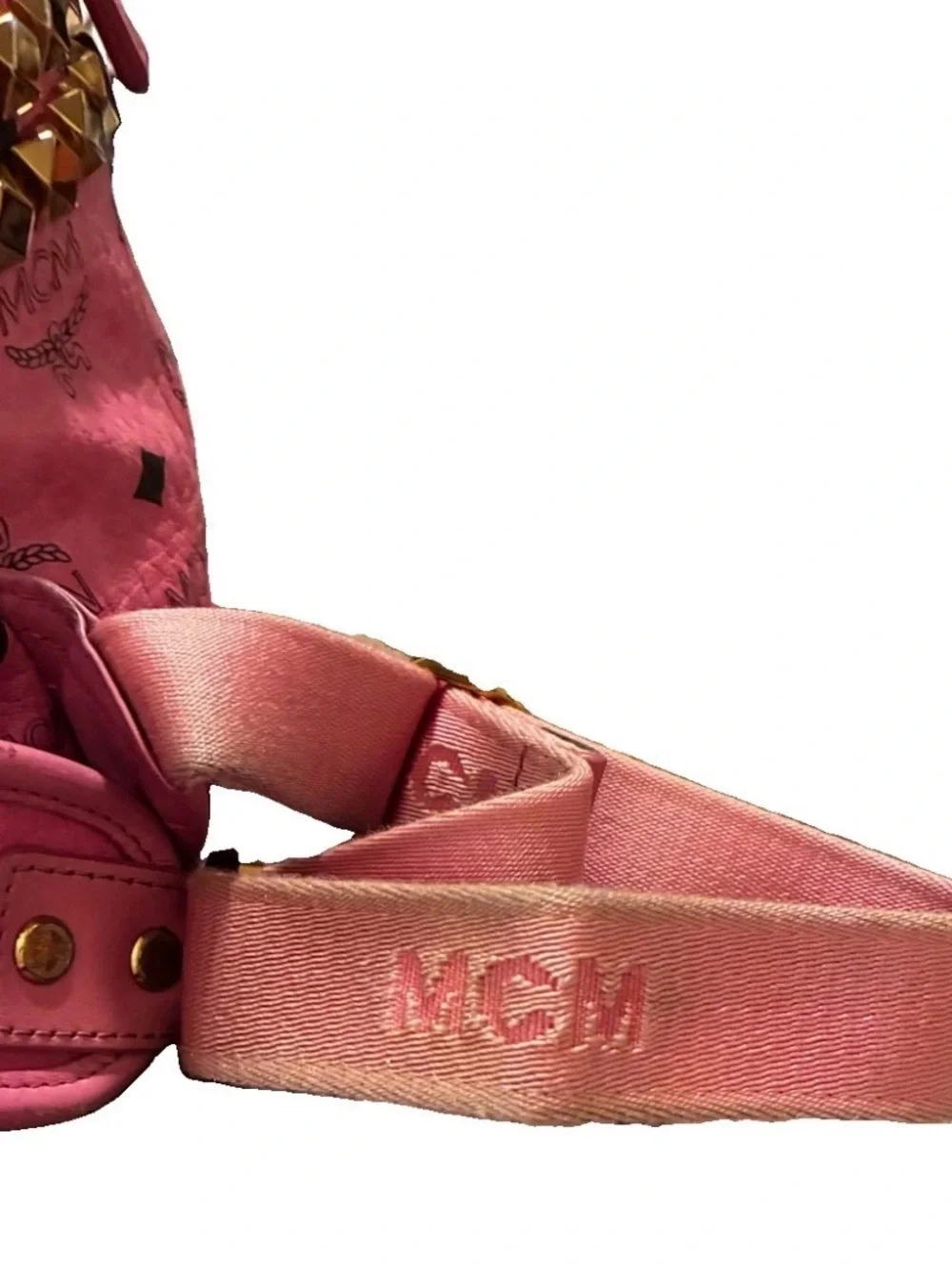 MCM VISETOS STUDDED MEDIUM STARK BACKPACK Bubble Gum Pink MSRP $1498